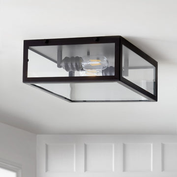 Grayson 12" Metal/Glass LED Flush Mount - JONATHAN Y